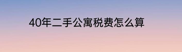 40年二手公寓税费怎么算