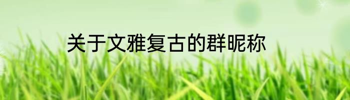 关于文雅复古的群昵称
