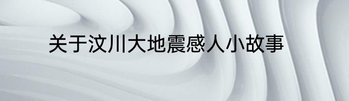 关于汶川大地震感人小故事