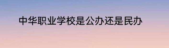 中华职业学校是公办还是民办