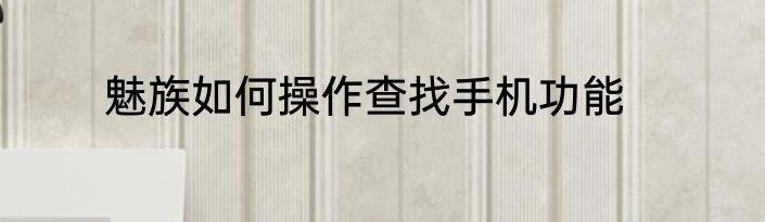 魅族如何操作查找手机功能