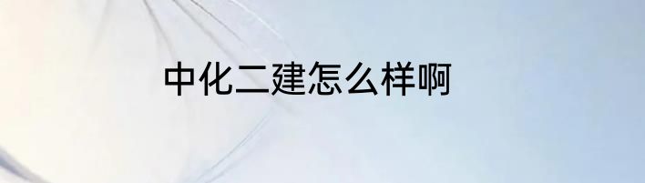 中化二建怎么样啊
