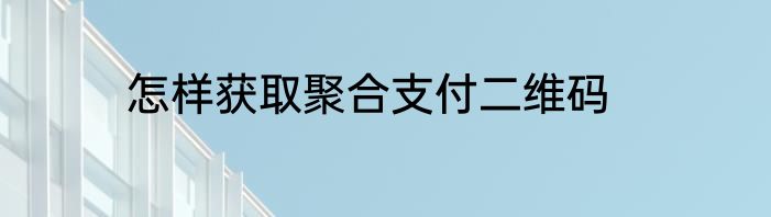 怎样获取聚合支付二维码