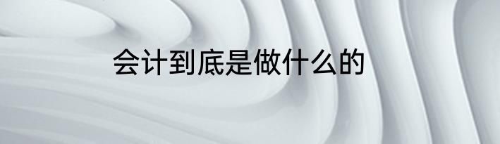 会计到底是做什么的