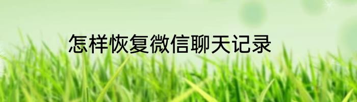 怎样恢复微信聊天记录