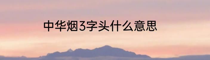 中华烟3字头什么意思