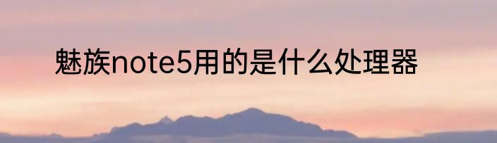 魅族note5用的是什么处理器