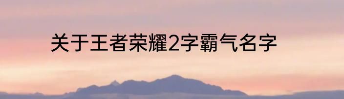 关于王者荣耀2字霸气名字