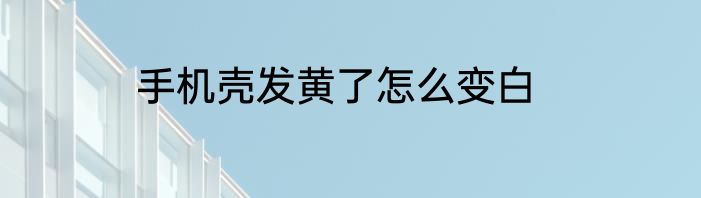 手机壳发黄了怎么变白