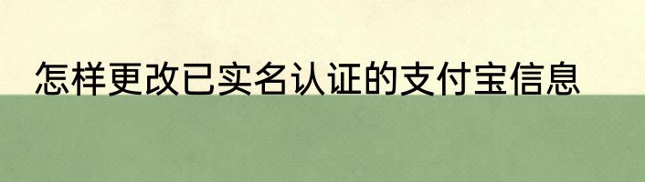 怎样更改已实名认证的支付宝信息