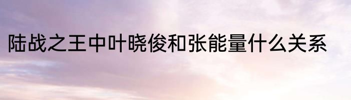 陆战之王中叶晓俊和张能量什么关系