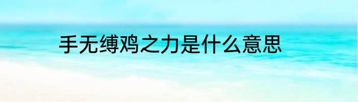 手无缚鸡之力是什么意思