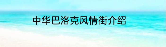中华巴洛克风情街介绍