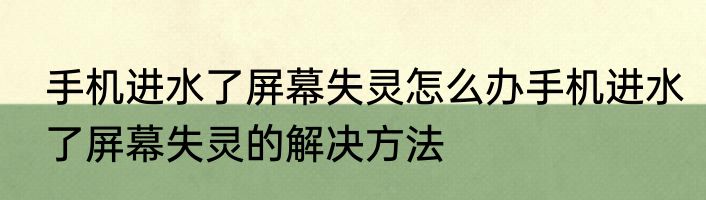 手机进水了屏幕失灵怎么办手机进水了屏幕失灵的解决方法