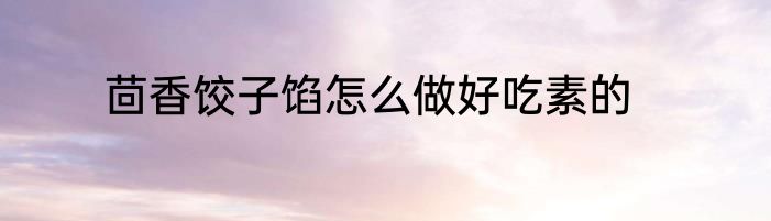茴香饺子馅怎么做好吃素的