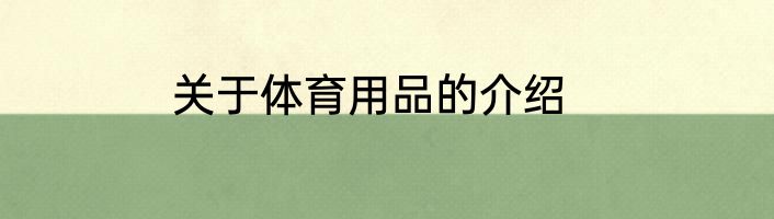 关于体育用品的介绍