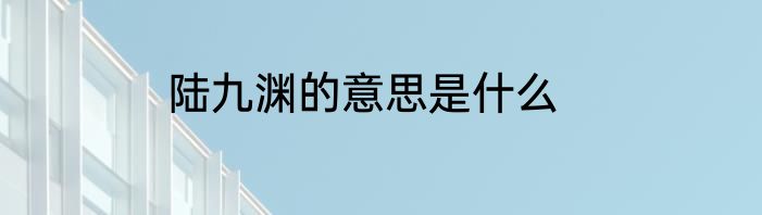 陆九渊的意思是什么