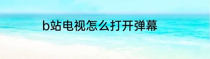 b站电视怎么打开弹幕