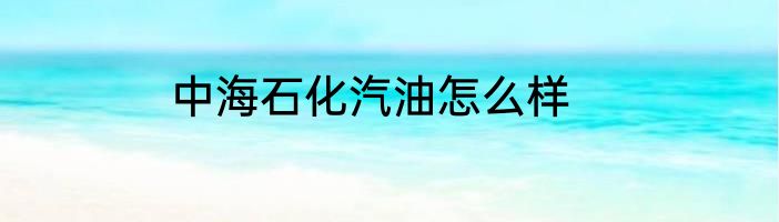 中海石化汽油怎么样