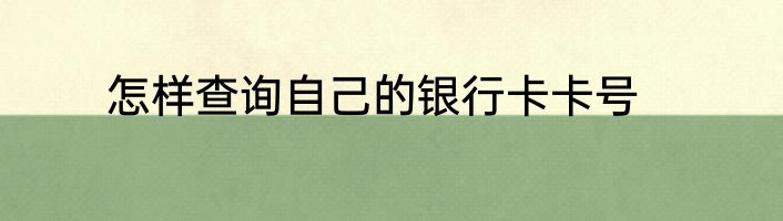 怎样查询自己的银行卡卡号