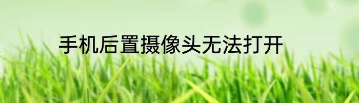 手机后置摄像头无法打开