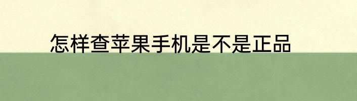 怎样查苹果手机是不是正品