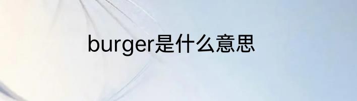 burger是什么意思