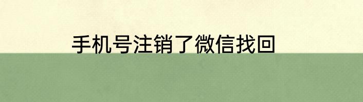手机号注销了微信找回