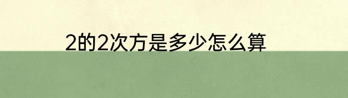2的2次方是多少怎么算