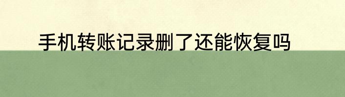 手机转账记录删了还能恢复吗