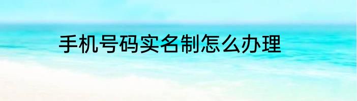 手机号码实名制怎么办理