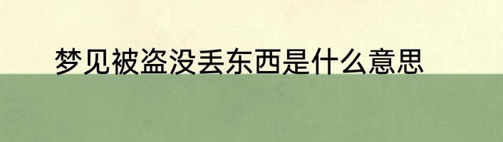 梦见被盗没丢东西是什么意思