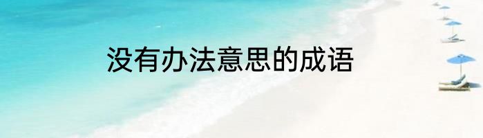没有办法意思的成语