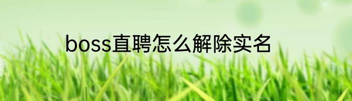 boss直聘怎么解除实名
