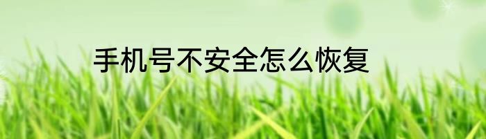 手机号不安全怎么恢复