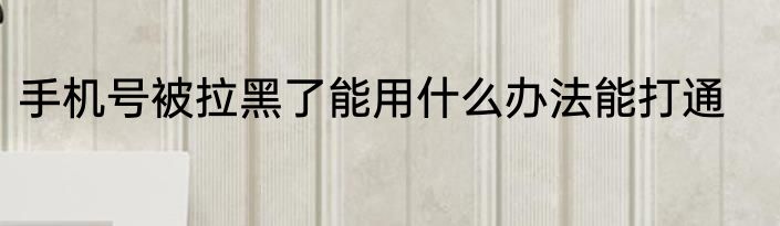 手机号被拉黑了能用什么办法能打通