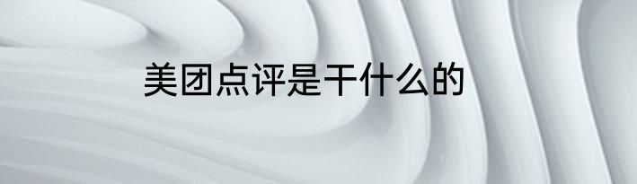 美团点评是干什么的