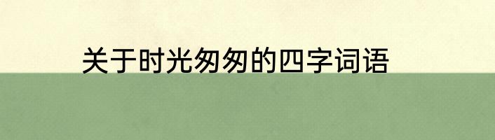 关于时光匆匆的四字词语