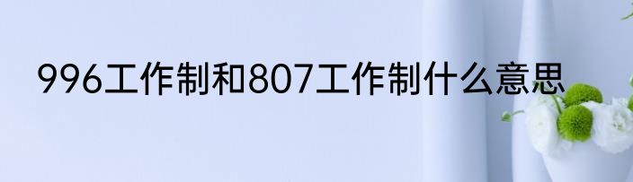 996工作制和807工作制什么意思