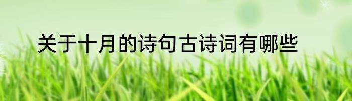 关于十月的诗句古诗词有哪些