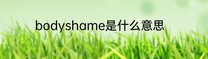 bodyshame是什么意思