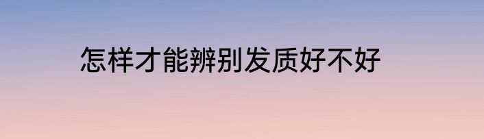 怎样才能辨别发质好不好