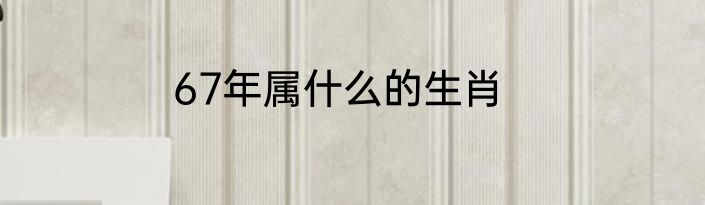 67年属什么的生肖