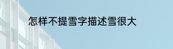 怎样不提雪字描述雪很大