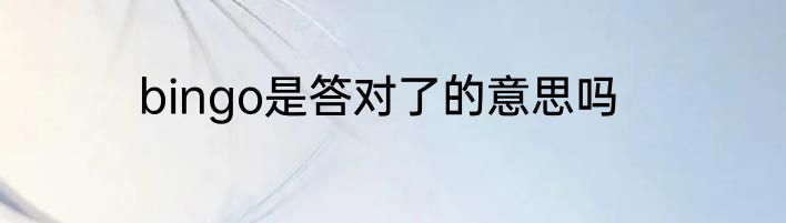 bingo是答对了的意思吗