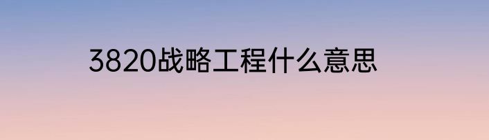 3820战略工程什么意思