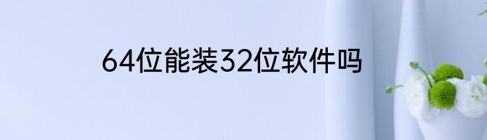64位能装32位软件吗