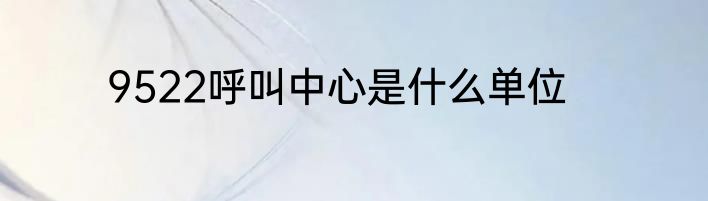 9522呼叫中心是什么单位
