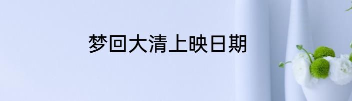 梦回大清上映日期