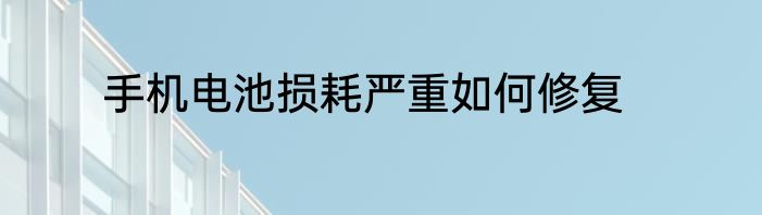 手机电池损耗严重如何修复